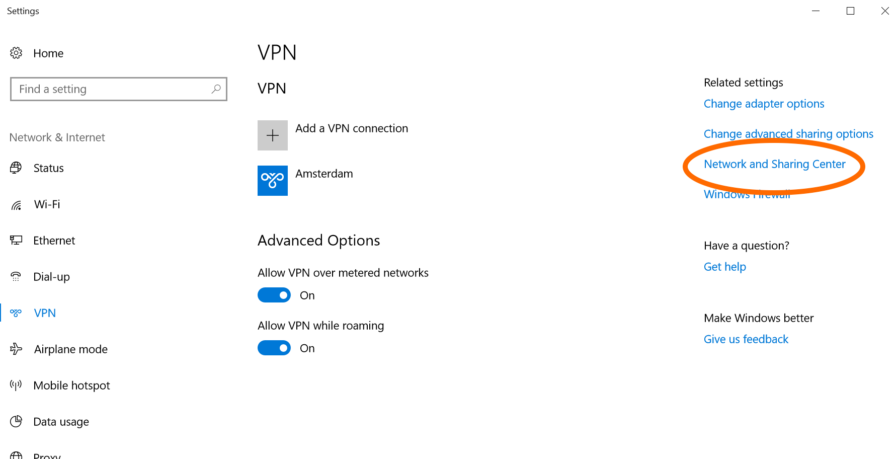 Windows click network and sharing