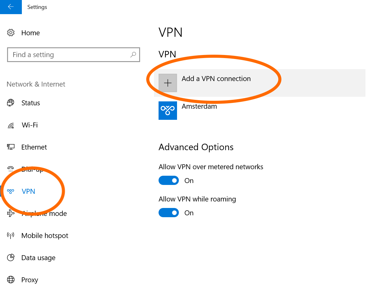 Windows vpn settings